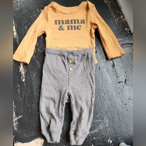 Little Co. 100% Organic Cotton 3mo Set Mama & Me Orange & Grey